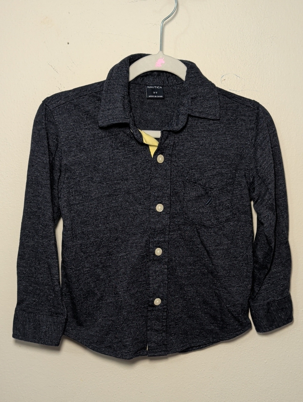 Nautica Toddler Button-Down Shirt Deep Heathered Navy Boys Size 3T